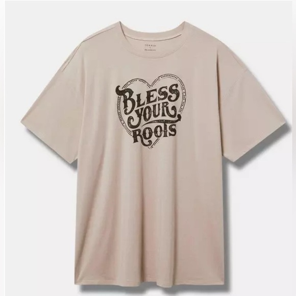 Torrid Bless Your Roots Oversized Fit Cotton Crew Tee Size Large - Picture 1 of 6